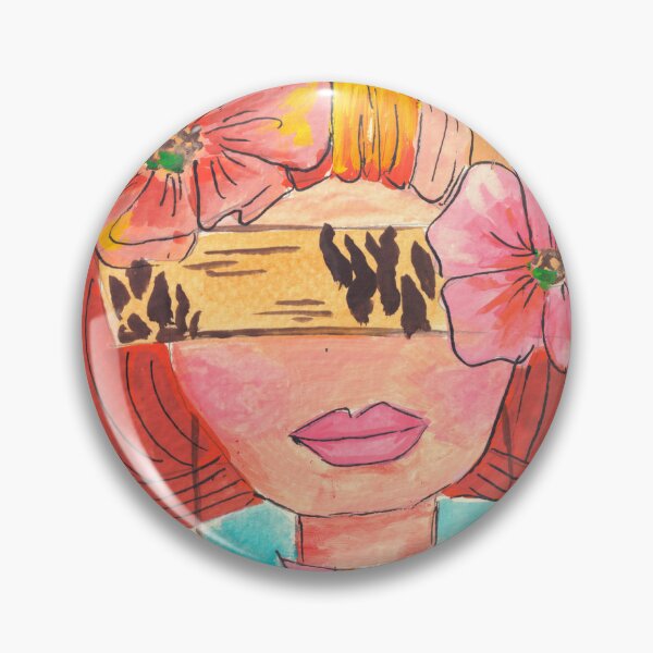 Item preview, Floral Face Vibrant Redhead Abstract Painting Whimsical fun Brenda Knoll designed and sold by Brenda  Knoll.