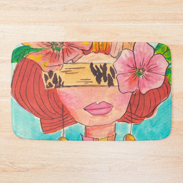 Item preview, Floral Face Vibrant Redhead Abstract Painting Whimsical fun Brenda Knoll designed and sold by Brenda  Knoll.