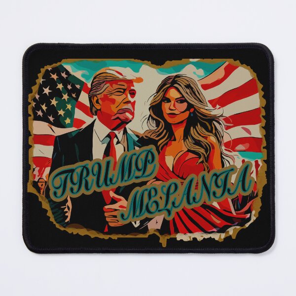 Item preview, Retro, Vintage and Distressed style Trump and Melania with American Flag designed and sold by PerkyParakeet.