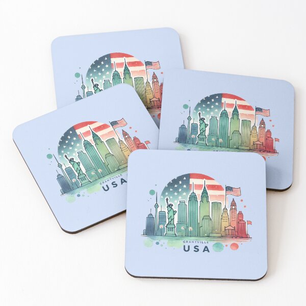 Item preview,  Grantville USA Minimalist Skyline Watercolor Design,  designed and sold by PaintMeWorld.