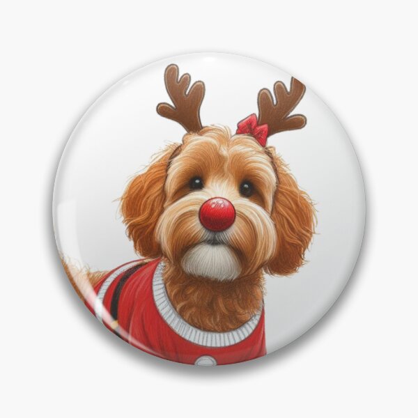 Item preview, Cute  Red Christmas Cockapoo, Cute Red Christmas Cavapoo, Christmas Dog  designed and sold by LittleRedDogArt.