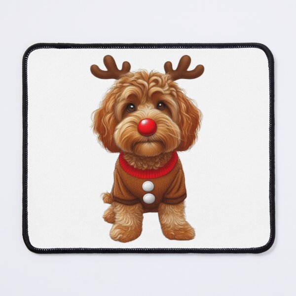 Item preview, Cute  Red Christmas Cockapoo, Cute Red Christmas Cavapoo, Christmas Dog  designed and sold by LittleRedDogArt.