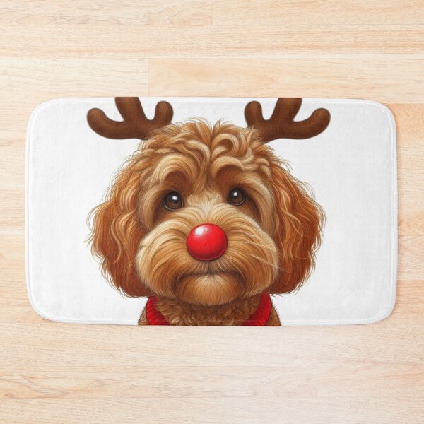 Item preview, Cute  Red Christmas Cockapoo, Cute Red Christmas Cavapoo, Christmas Dog  designed and sold by LittleRedDogArt.
