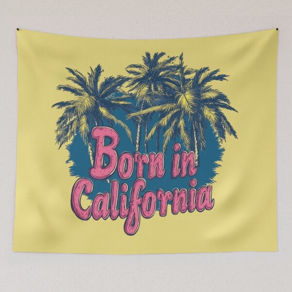 Item preview, Born in California in Pink with Palms designed and sold by OriginalBeerCat.
