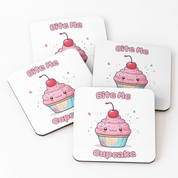 Artikelvorschau, Bite Me Cupcake, Kawaii und lustige sarkastische Sprüche Essen Wortspiele entworfen und verkauft von MagicalThreads.