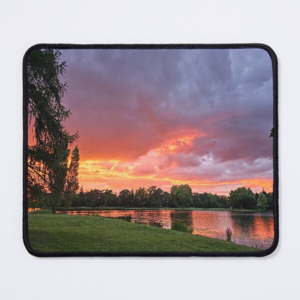 Item preview, Fiery sunset over a calm lake designed and sold by Pepe2024.