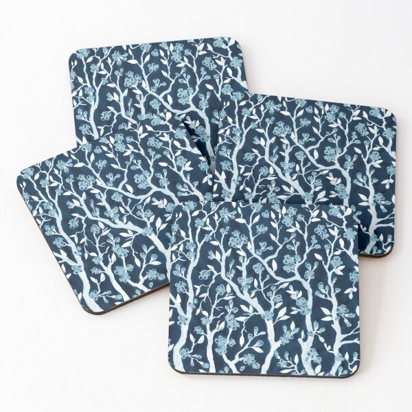 Item preview, Cherry Blossoms Trees Black And Blue Watercolor Painting  designed and sold by Irina Sztukowski.