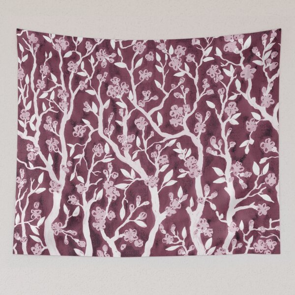 Item preview, Cherry Blossoms Trees Black White And Pink Watercolor Painting  designed and sold by Irina Sztukowski.