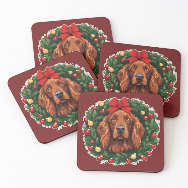 Artikelvorschau, Irish Setter Weihnachtsfreude – Festliches Feiertags-Hundedesign entworfen und verkauft von GoodyPaws.