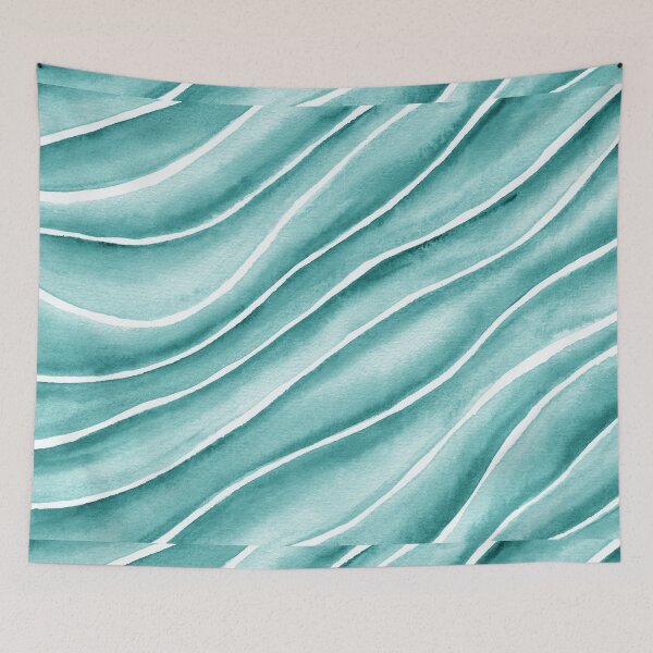 Item preview, Turquoise Blue Abstract Waives In Watercolor  designed and sold by Irina Sztukowski.