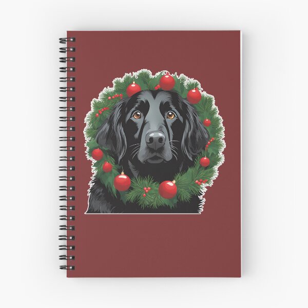 Aperçu de l'œuvre Retriever à poil plat : un Noël joyeux pour les amoureux des chiens créée et vendue par GoodyPaws.