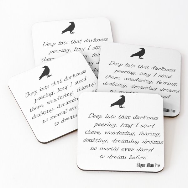 Item preview, Edgar Allan Poe Raven Quote "Deep into that darkness peering, long I stood there, wondering, fearing, doubting, dreaming dreams no mortal ever dared to dream before" designed and sold by Ink&Iron.