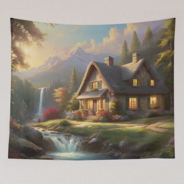 Item preview, Hidden Cottage by the Forest Waterfall designed and sold by BlareBlare.