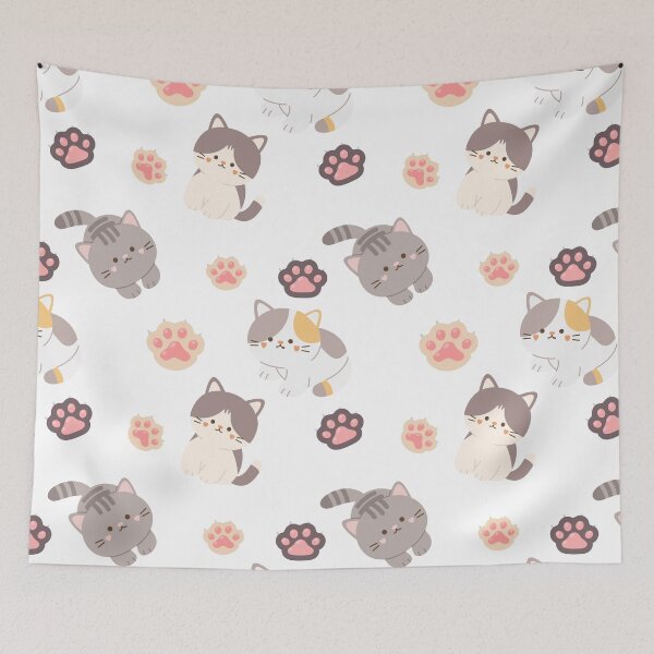Item preview, Seamless cute cate on white background  designed and sold by WanwisaChuenlom.