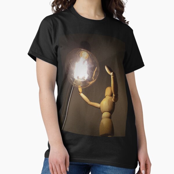 Wooden Figurine Reaching For The Light Classic T-Shirt