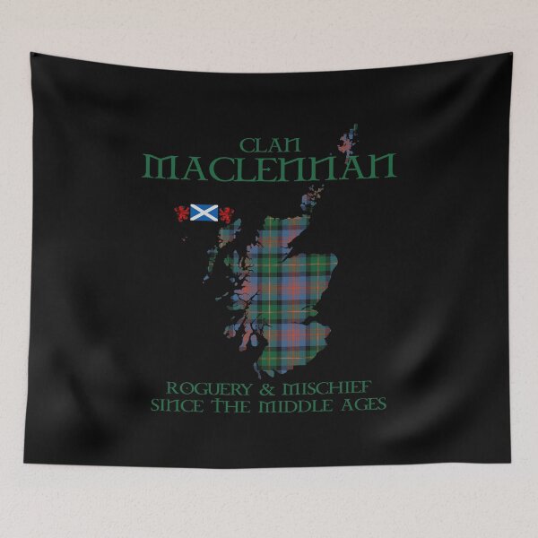Artikelvorschau, Clan MacLennan Tartan Schottland Karte Andreaskreuz Flagge und Löwe grassierend schottischen entworfen und verkauft von Clan1093.