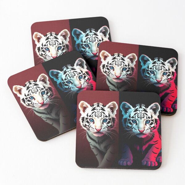 Item preview, Geometric Dreams:  Twin WhiteTiger Cubs in Abstract Harmony designed and sold by SJZDesign.