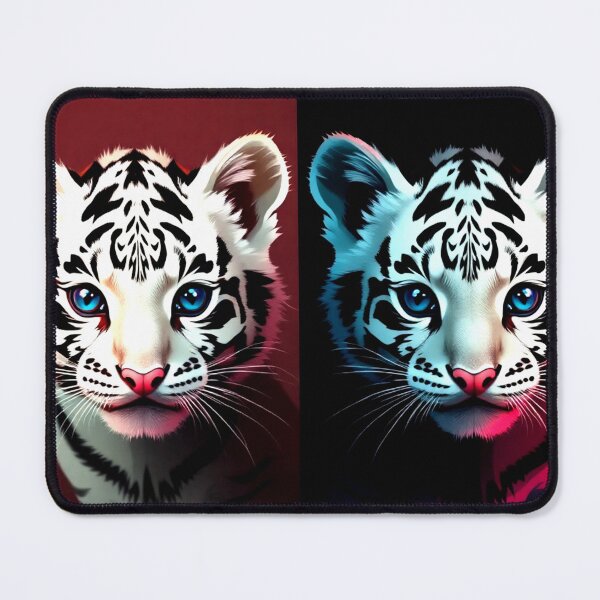 Item preview, Geometric Dreams: Twin WhiteTiger Cubs in Abstract Harmony designed and sold by SJZDesign.