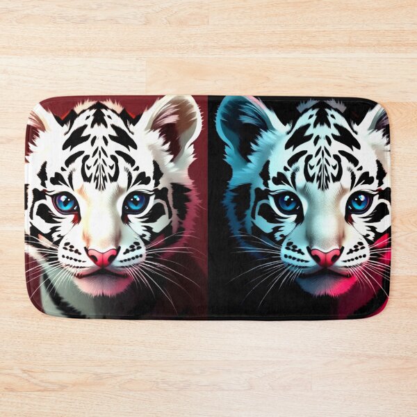 Item preview, Geometric Dreams:  Twin WhiteTiger Cubs in Abstract Harmony designed and sold by SJZDesign.
