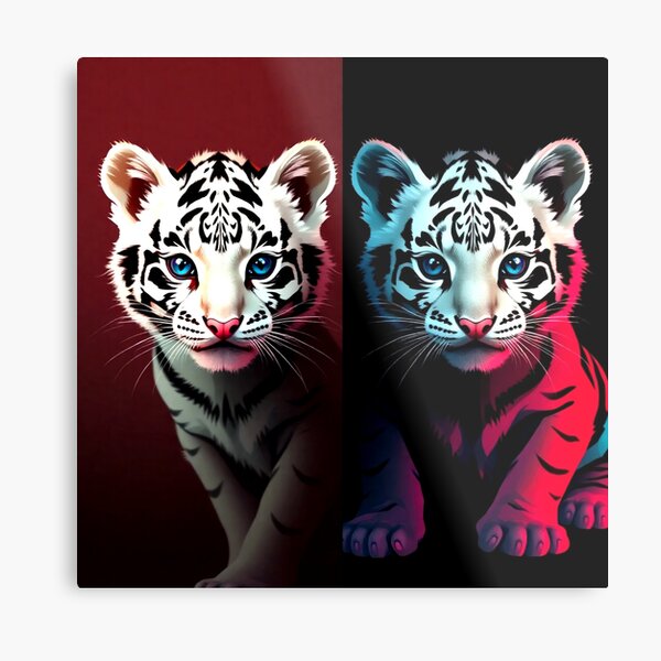 Item preview, Geometric Dreams:  Twin WhiteTiger Cubs in Abstract Harmony designed and sold by SJZDesign.