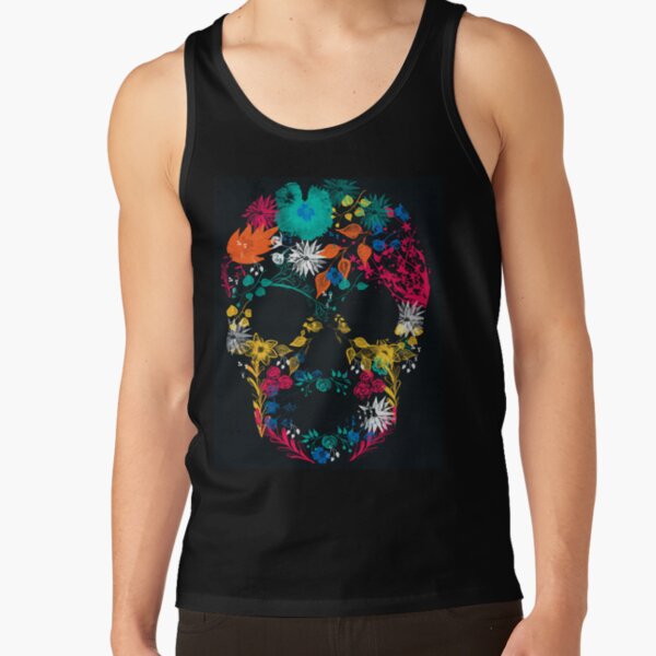 Mexican Skeleton Sugar Skull Rose All Over Print Alternative Long Vest Top