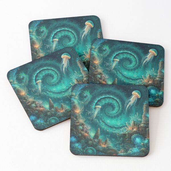 Item preview, Underwater World of Glowing Jellyfish: Mystical Ocean Depths designed and sold by TeslaSt0re.