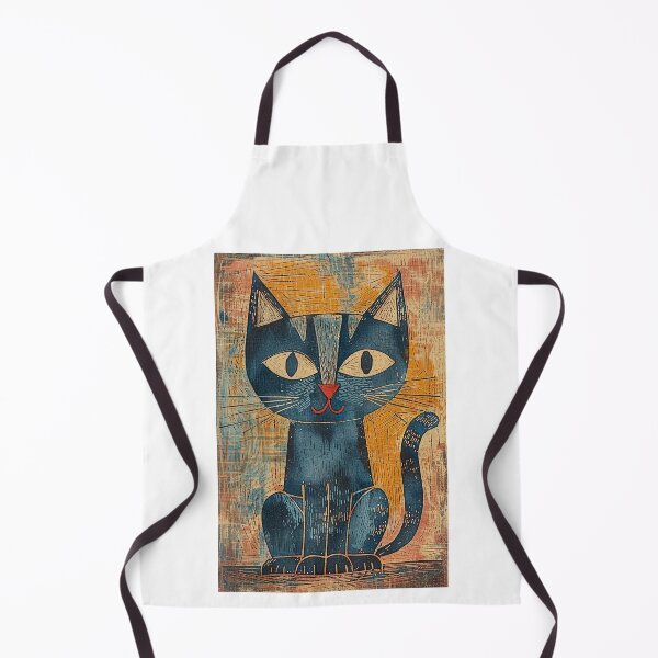 Item preview, Blue Cat Portrait Blockprint designed and sold by SparroCreative.