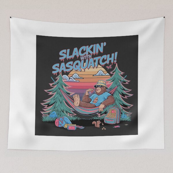 Item preview, Sasquatch Bigfoot Outdoors - Slackin’ with Sasquatch: Bigfoot 90s Chill Tee designed and sold by stickercuffs.