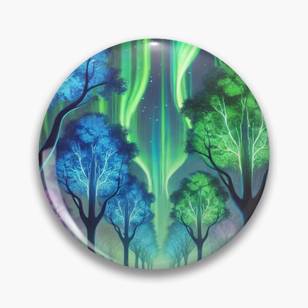 Item preview, Aurora Forest of Vibrant Trees: Glowing Night and Northern Lights designed and sold by TeslaSt0re.
