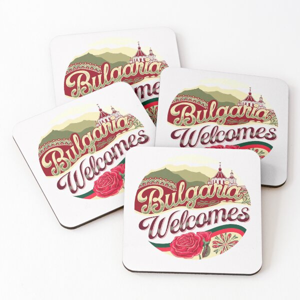 Item preview, Bulgaria Welcomes Flag Map Sofia, Damascus Rose, designed and sold by AnimalsDH305.