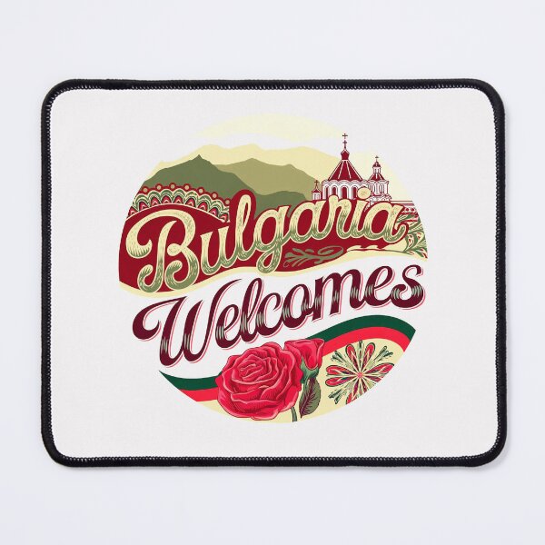 Item preview, Bulgaria Welcomes Flag Map Sofia, Damascus Rose, designed and sold by AnimalsDH305.
