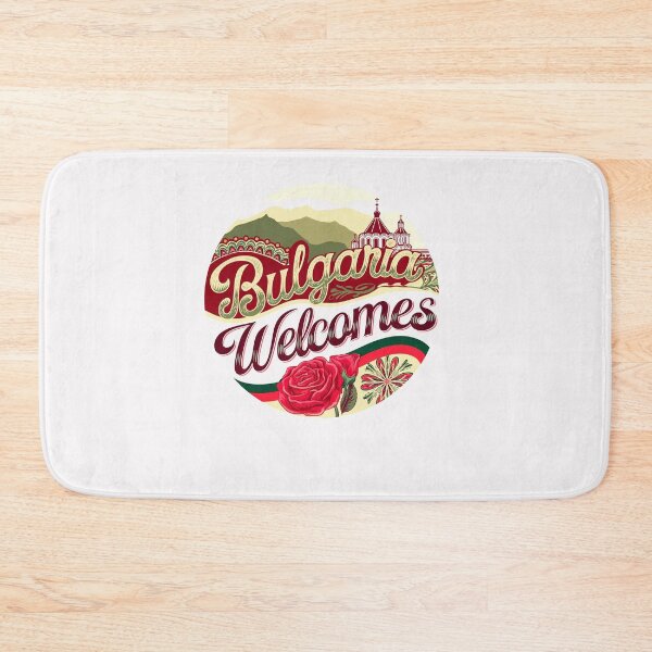 Item preview, Bulgaria Welcomes Flag Map Sofia, Damascus Rose, designed and sold by AnimalsDH305.