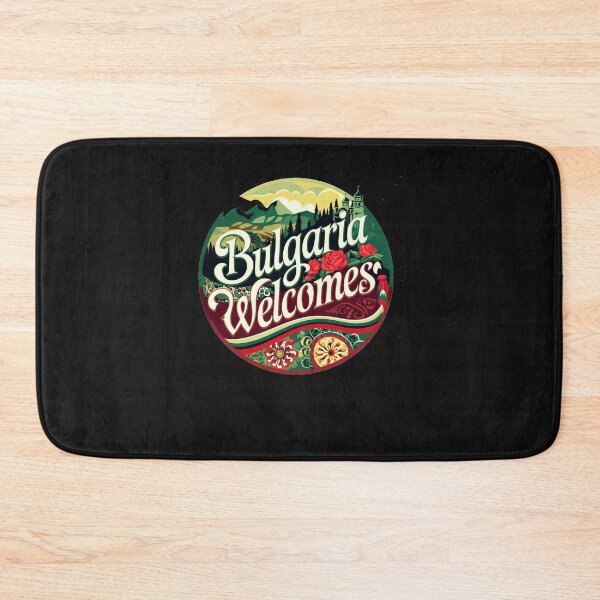 Item preview, Bulgaria Welcomes Flag Map Sofia, Damascus Rose, designed and sold by AnimalsDH305.
