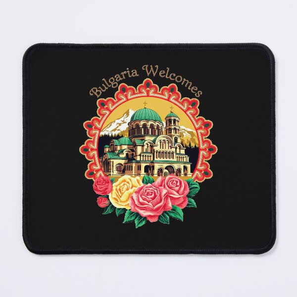 Item preview, Bulgaria Welcomes Flag Map Sofia, Damascus Rose, designed and sold by AnimalsDH305.