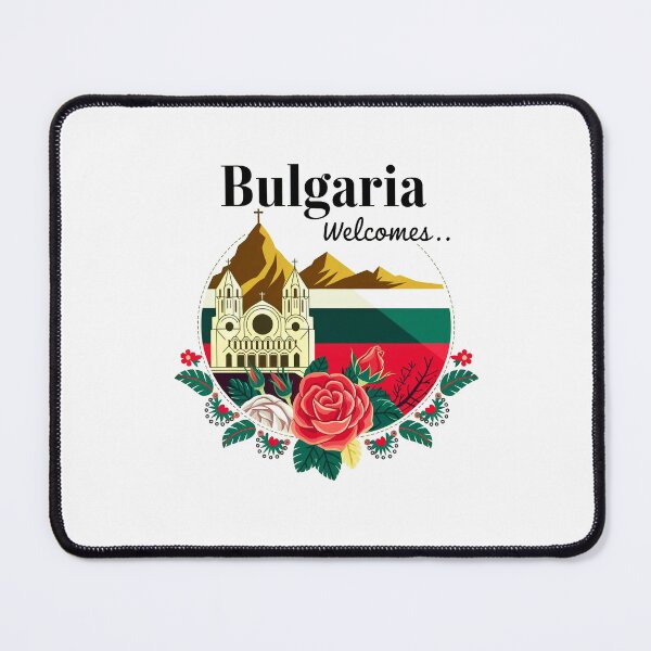 Item preview, Bulgaria Welcomes Flag Map Sofia, Damascus Rose, designed and sold by AnimalsDH305.