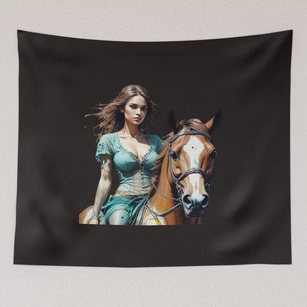 Item preview, Woman Riding on Chestnut Horse designed and sold by Farbenmieze.