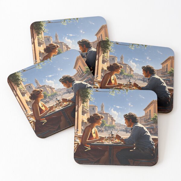 Item preview, Romantic European Cafe Scene - Valentine Day Lover's Date Artwork designed and sold by Collision19.