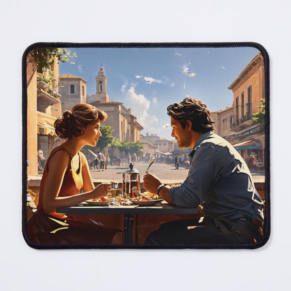 Item preview, Romantic European Cafe Scene - Valentine Day Lover's Date Artwork designed and sold by Collision19.