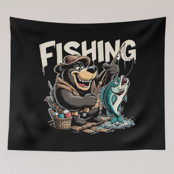 Item preview, Fishing Fishing Bear Angler Big Fish Gift designed and sold by Pineapple-Tree.