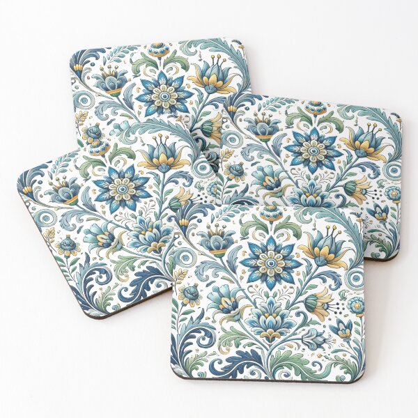 Item preview, Floral Symphony in Blue and Gold designed and sold by becauseturkey.