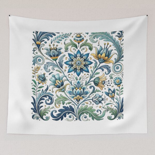 Item preview, Floral Symphony in Blue and Gold designed and sold by becauseturkey.