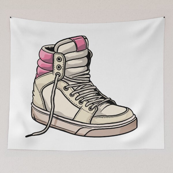 Item preview, Worn pink high top sneaker - sneaker illustration designed and sold by Sneakerlike.