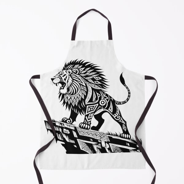 Item preview, Fierce Lion on a Cliff - Intricate Black Ink Artwork designed and sold by Pearlsiwa.
