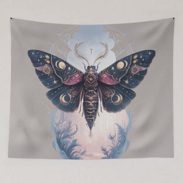 Item preview, A beautifully designed moth with a whimsical gothic, celestial boho, and geometric style designed and sold by 123ks.