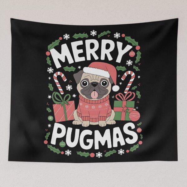 Item preview, Merry Pugmas Christmas Pug designed and sold by DomTeesHaven.