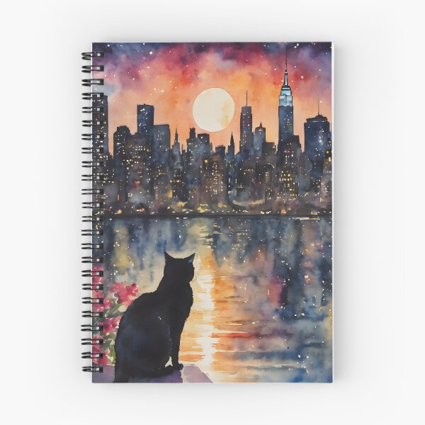 Item preview, The Black Cat Watches the Sunset over A New York City Skyline | Lyra the Lavender Witch designed and sold by Lyra The Lavender Witch.