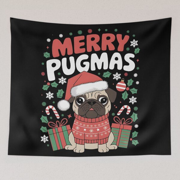 Item preview, Merry Pugmas Christmas Pug designed and sold by DomTeesHaven.