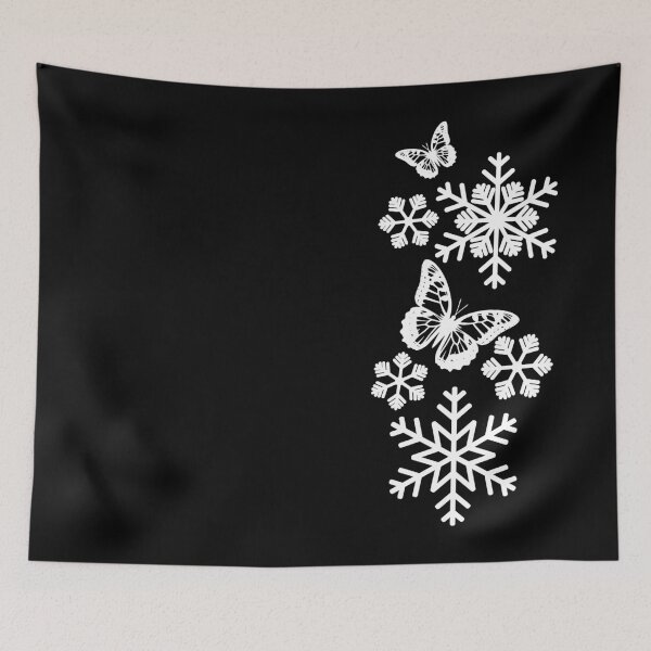 Item preview, One-side Fantasy Elegant Butterflies Snowflakes on Black Shapes Mania designed and sold by Shapes-Mania.