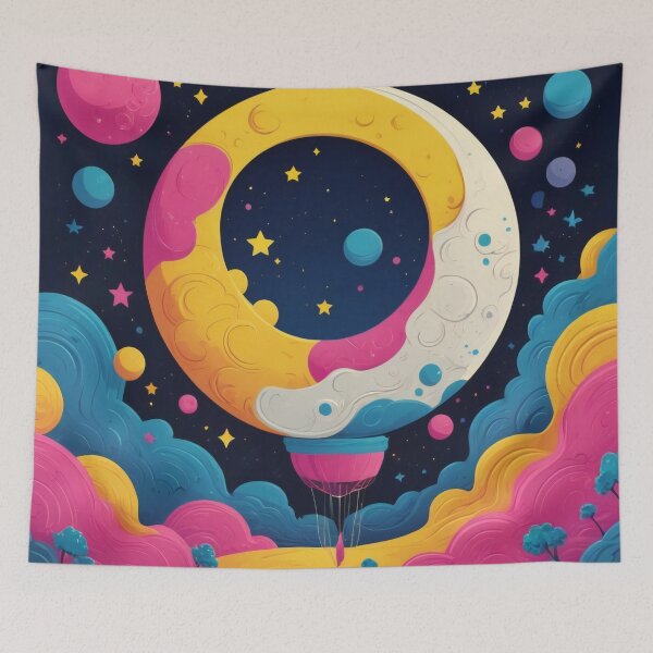 Item preview, Vivid Neon Moon scape designed and sold by ImmersiveArt Era.