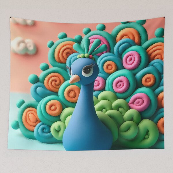 Item preview, peacock made of clay designed and sold by bernhagen.